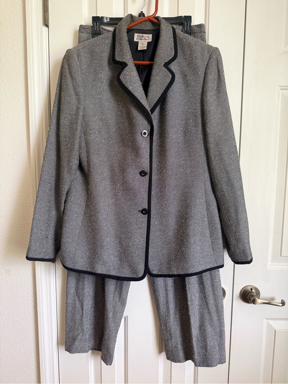 Style & Co. Silver-Gray Blazer with Black Trim